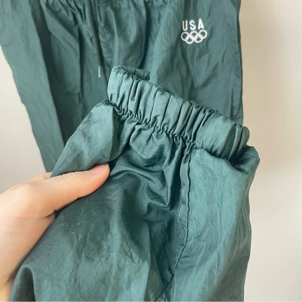 Vintage USA Olympics Track Pants Youth Large Fit 26x26 green Parachute Baggy 90s - Picture 10 of 12